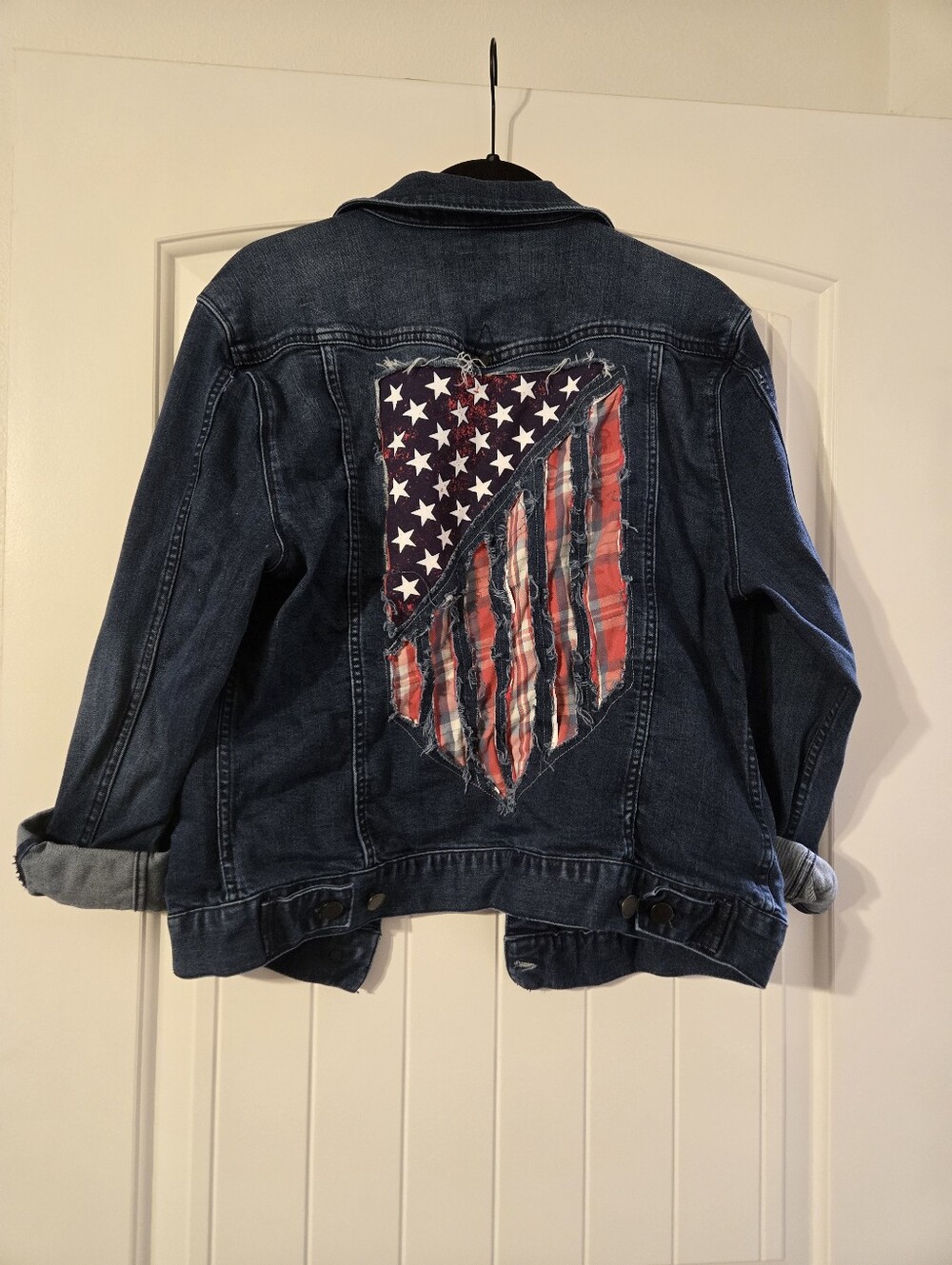 Custom Made Liverpool Denim Jacket with American Flag Patch